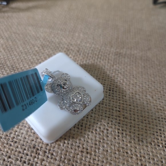 NWT 925 Sterling Silver 1.51 CTW Moissanite Teddy Bear Pendant - Picture 3 of 6